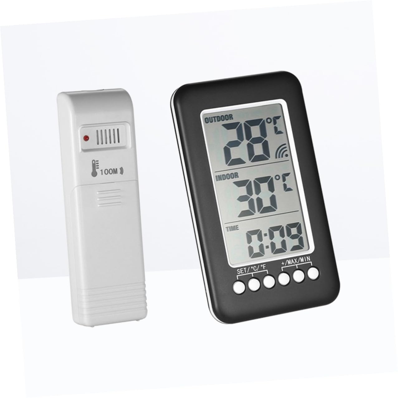 ifundom Termometro Digitale senza Fili per Interni ed Esterni Allarme Temperatura Alta e Bassa, Misuratore Wireless Trasmettitore Portatile Fino a 100m per Frigorifero e Uso Domestico