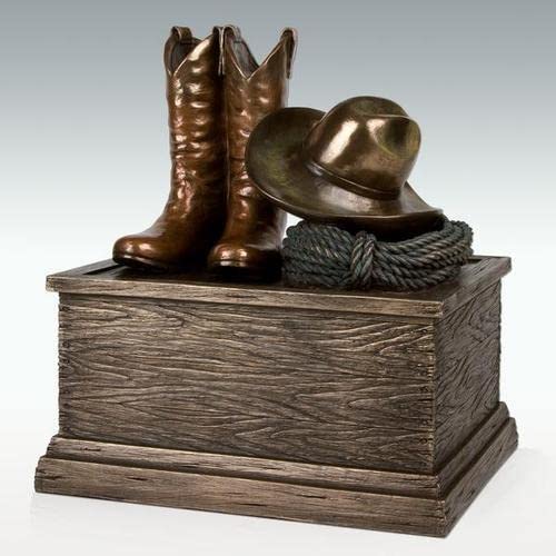 Perfect Memorials Large Cowboy Boots Cremation Urn (300 Cu/In) - Detailed Urn For Adult Human Ashes/Durable/For A Cowboy/Display At Home/Timeless Tribute For Your Loved One #TOP4