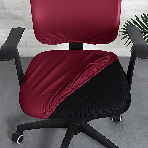 Bestenrose Waterproof Office Desk Chair Cover PU Leather Computer Chair Covers Chair Slipcovers Removable Rotating Chair Seat Cushion Protector Cover (Wine Red - Image 4