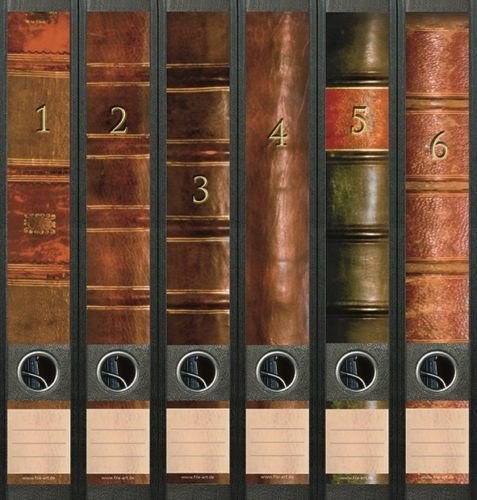 Ordnerrücken schmal 6er Set Ordner Bücher 1 - 6 Lexikon Ordner Aufkleber Etiketten Deko 609 Cover