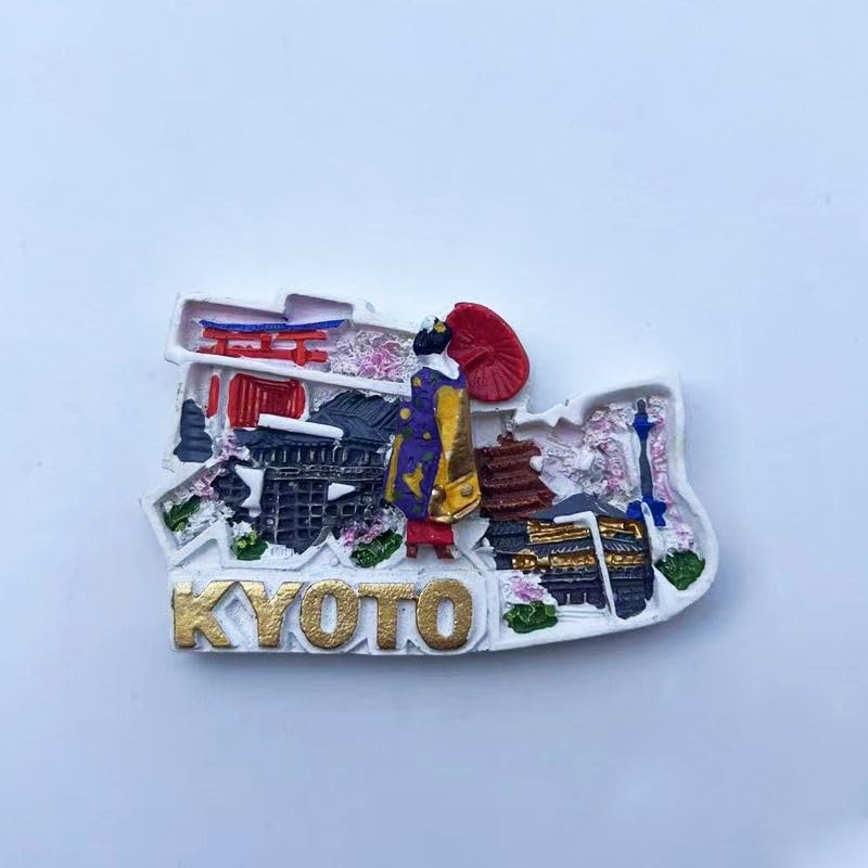 Imán de Resina 3D Kyoto Japón con Diseño de Geisha y Templo miniatura 6