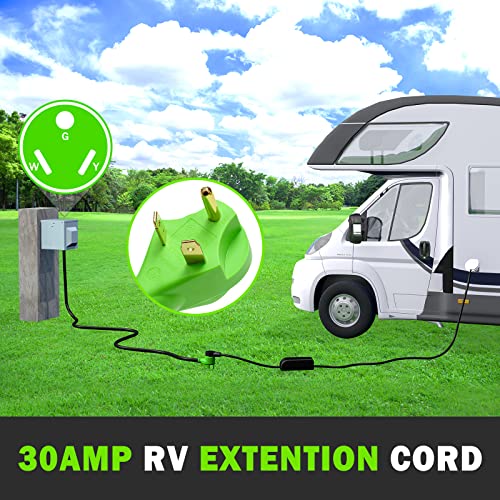 Gerguirry 50Ft 30 Amp Rv Power Extension Cord, Heavy Duty 10 Gauge 3 Wire Stw Cord With Led Power Indicator, Nema Tt-30P To Tt-30R With Cord Organizer For Trailer Motorhome Camper #TOP5
