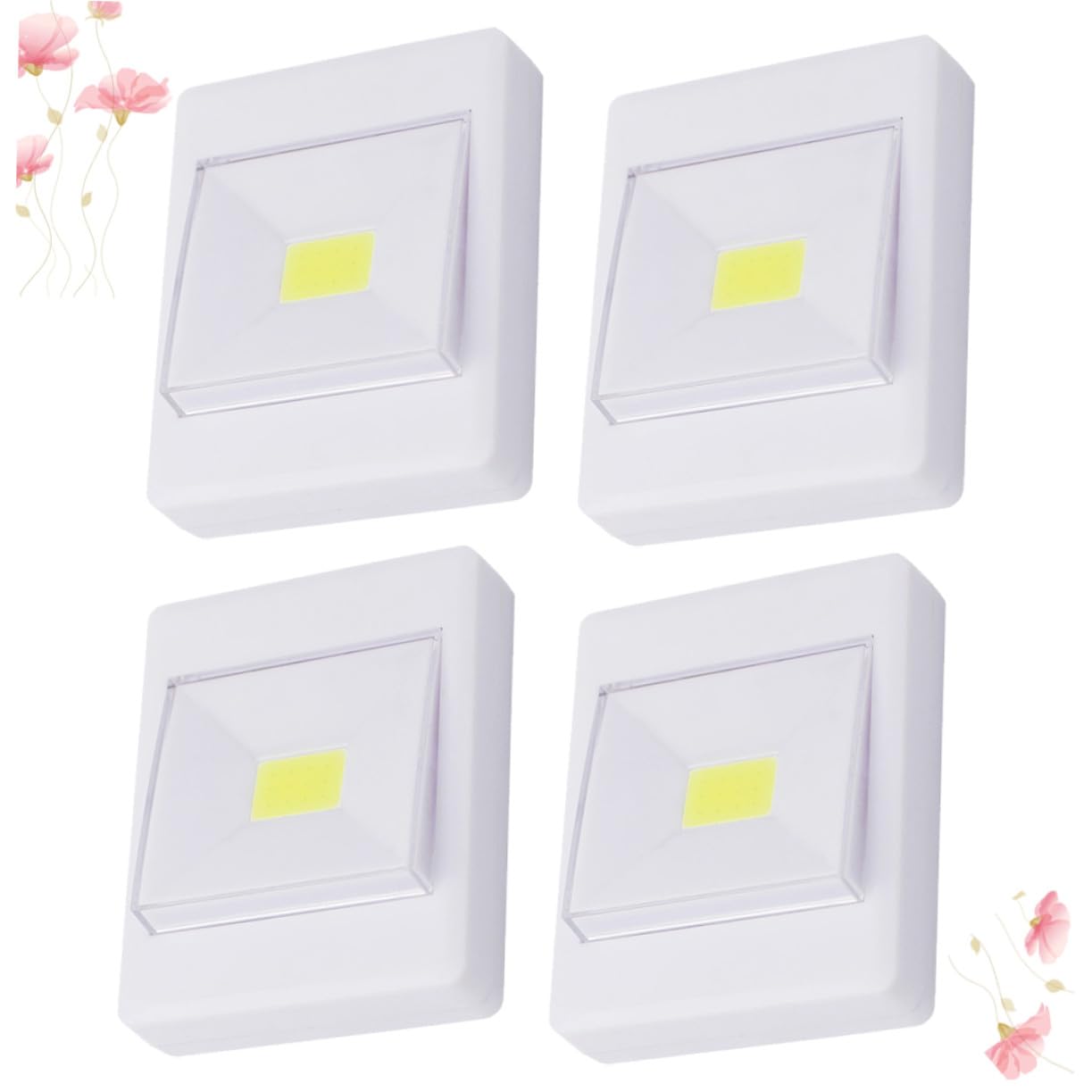 NOLITOY 4 piezas Luces LED Cob para Armario sin Batería Autoadhesivas Luz para Escaleras Pasillos y Cocina Batería Aaa Operada Fácil Instalación