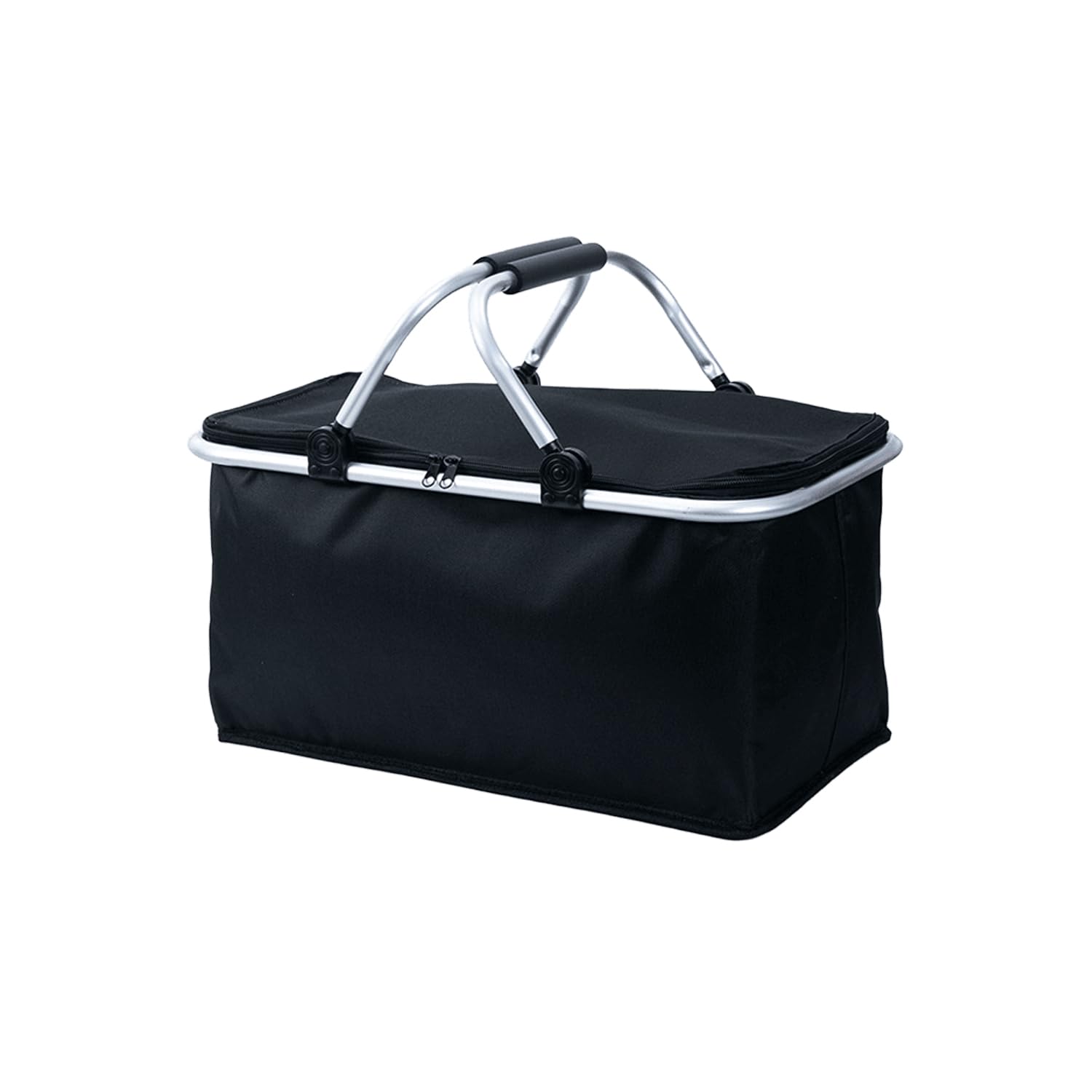 30L Shopping Basket, Thermal Large Picnic Basket with Padded Handles, Practical Foldable Insulated Cooler Bag, Shopping Bag with Aluminium Frame, Sturdy Basket, Travel/Picnic/Shopping (F)