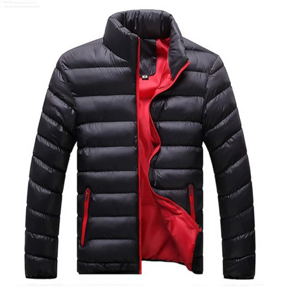 HANQIU Casual Men's Black/Red Slim Windbreaker