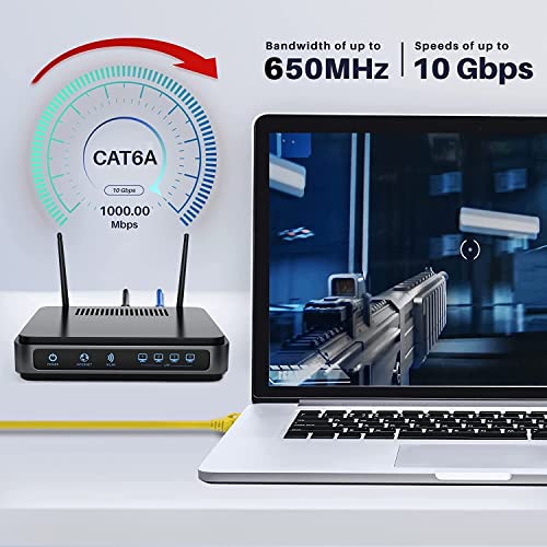 Image of FEDUS Cat6 Ethernet Cable, 15 Meter High Speed 550MHZ / 1Gigabit Speed UTP LAN Cable, Network Cable Internet RJ45 Cable LAN Wire, Patch Computer Cord Gigabit Category 6 Wires for Modem, Router Yellow