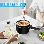 Topwit Hot Pot Electric, 1.5L Ramen Cooker, Portable Non-Stick Frying Pan, Electric Pot for Pasta, Steak, BPA Free, Electric Cooker with Dual Power Control, Over-Heating & Boil Dry Protection, Black - Image 3