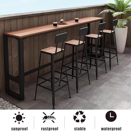 Wooden High Top Outdoor Bar Table, Regular Trestle Design for Patios, Decks, and Railings – Perfect for Entertaining and Dining Al Fresco