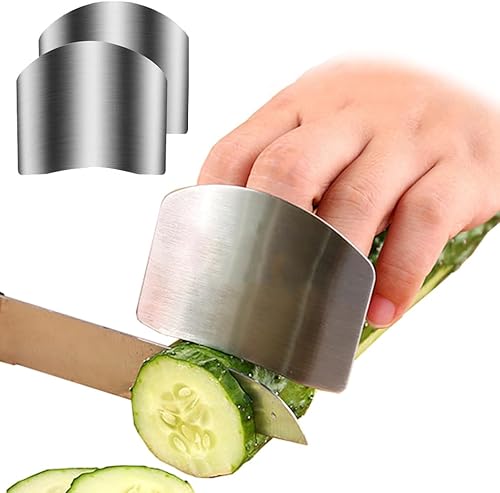 Miniatura 2 de 2 protectores de dedos para cortar protectores de dedos de acero inoxidable para cortar alimentos protector de cuchillos protector de picar para