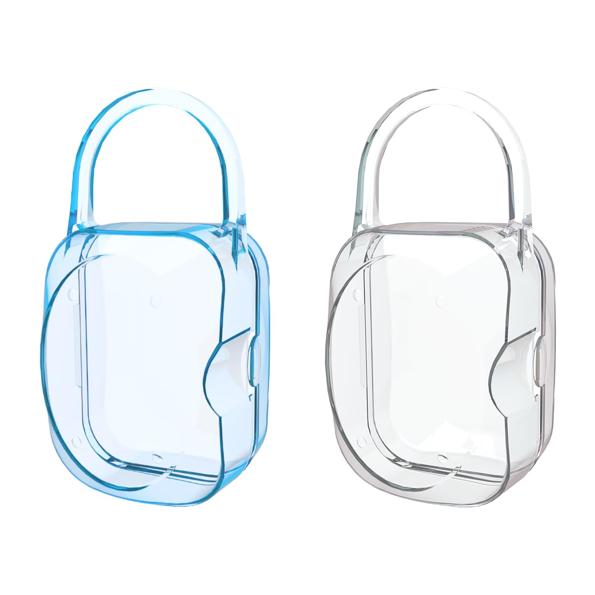 LANEYLI Pacifier Case Classic (Pack of 2, Clear, Blue)