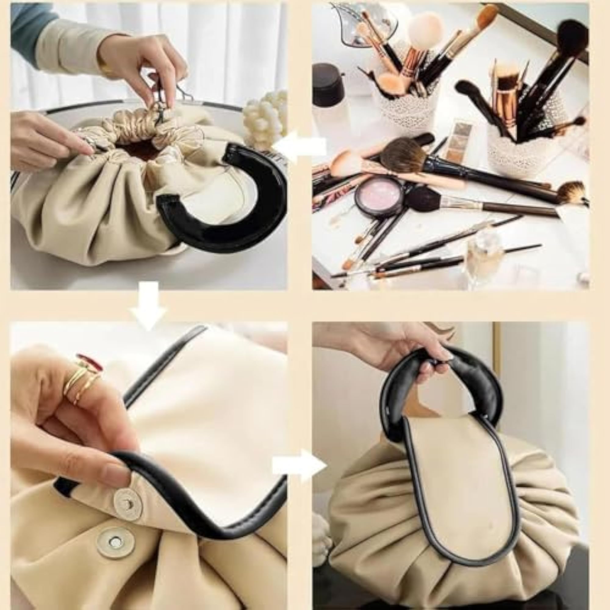 Lazy Drawstring Makeup Bag, Fashion Handbag for Travel