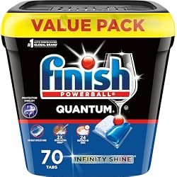 Finish Quantum Infinity Shine Dishwasher Pods, No Pre-Rinse Dishwasher Detergent Soap Removes 24HR Dried-On Stain and Grease, Leaving a Virtually Spotless Shine, 70 Count