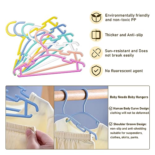 Mosearon Baby Hangers 120Pcs Kids Hangers,Plastic Hangers Non Slip, Clothes Hanger, Toddler Hangers, Infant Hangers, Child Hangers For Nursery, 120 Pcs,Pink Blue Yellow White Purple Green #TOP2
