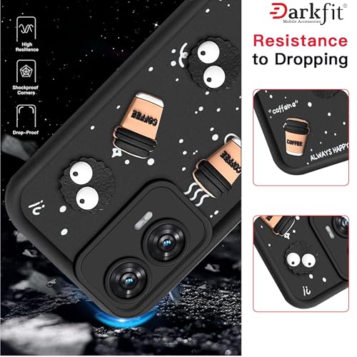 Image of Back Case Cover Compatible with Motorola Edge 50 Fusion | Cute Fun Cartoon Ball 3D Coffee Silicone Case | Body Protection | Camera Protection | Shock Proof | Color Black | Pack of 1