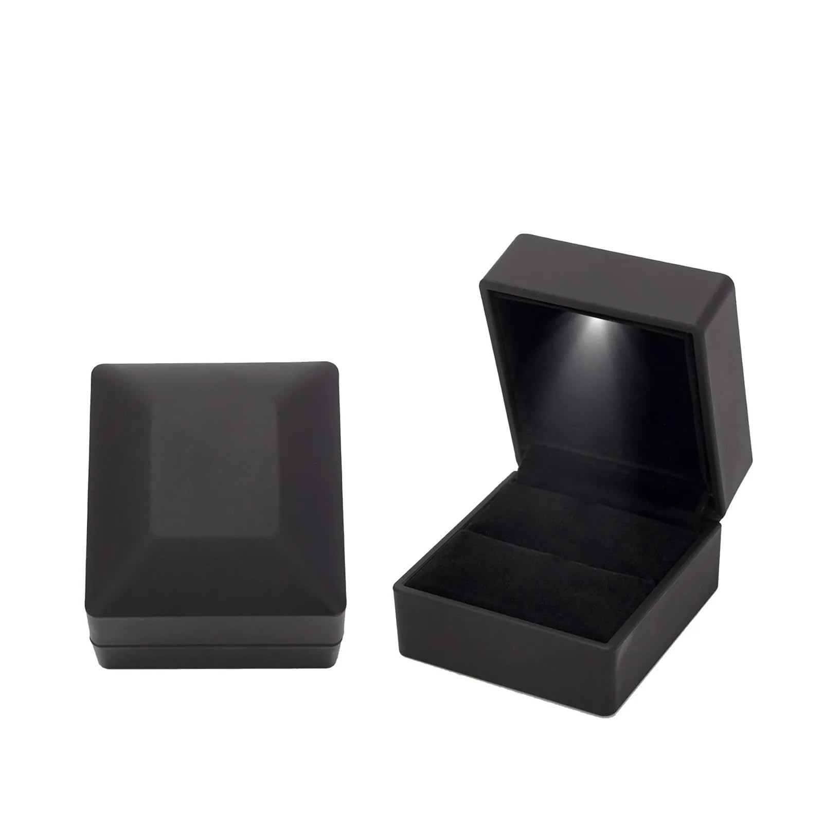YPYC LED Jewelry Box Ring Box With LED Light Engagement Wedding Rings Case Boxes Pendant Earring Display Case Storage Jewellery Gift(Black)