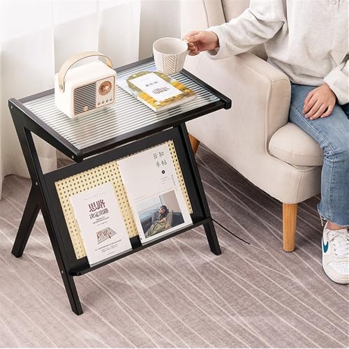 Petite table basse noire de 45cm avec rangement mobile pour salon moderne - 8