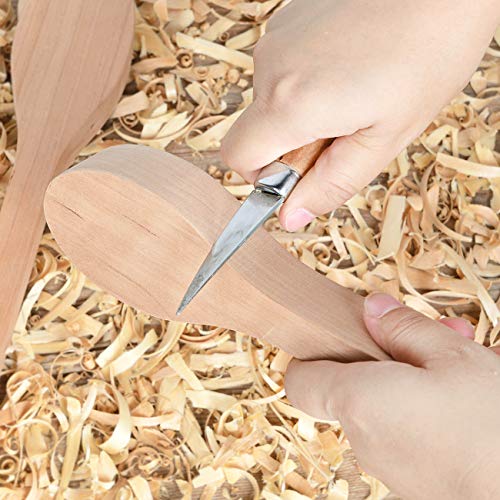 2Pcs Cherry Wood Carving Spoon Blank Unfinished Wooden Craft Whittling Kit for Whittler Starter Kids - Thumbnail 6