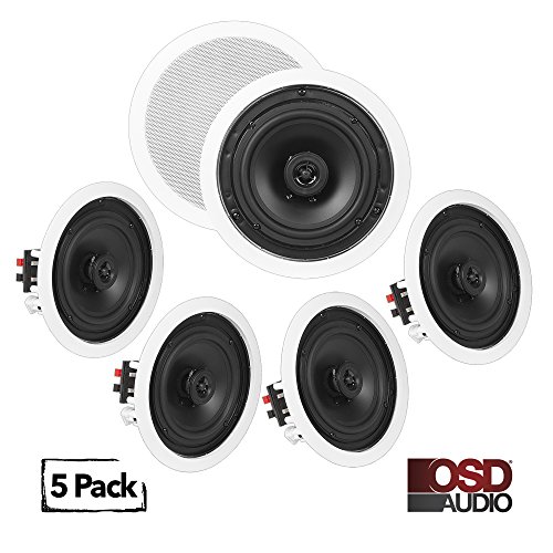 OSD Audio in-Ceiling/in-Wall Speaker Home Theater 5-Speaker Package w/Swivel Dome Tweeter Paintable Snap-in