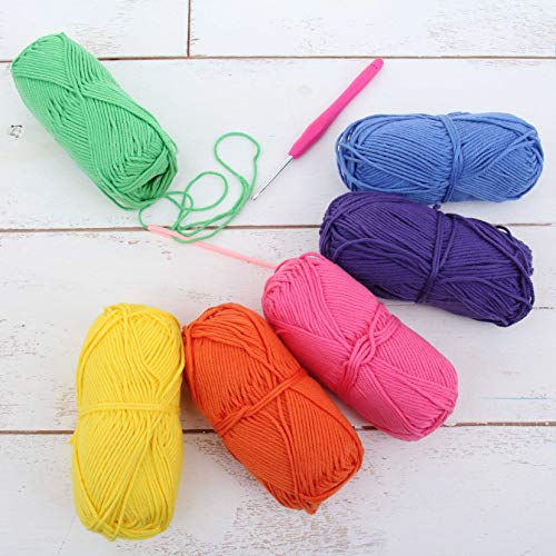 Image of ThreadArt Cotton Crochet Yarn Set #4, 6 Pack 50g 85yd, Rainbow Colors