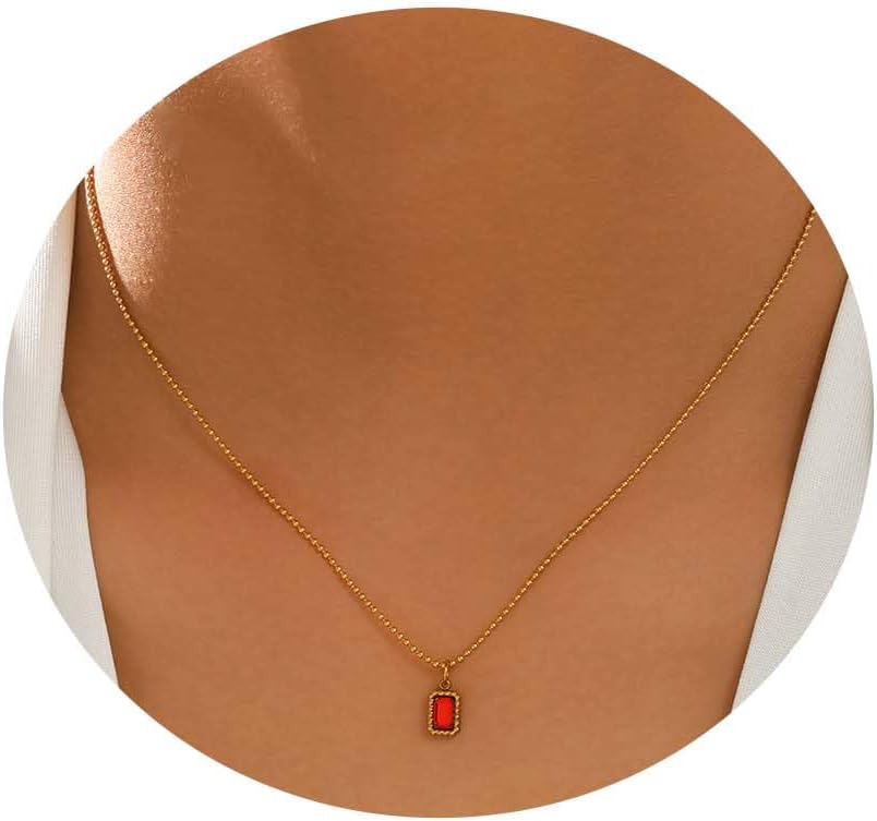 Dainty 18K Gold Plated Tiny CZ Pendant Necklace for Women