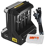 Nitecore i8 Intelligent Multi-slot Charger with USB Output for Li-ion/IMR / Ni-MH/Ni-Cd 26650 22650 18650 18490 18350 17670 17500 16340 RCR123 14500 10440 AA AAA C D and LumenTac Battery Organizer