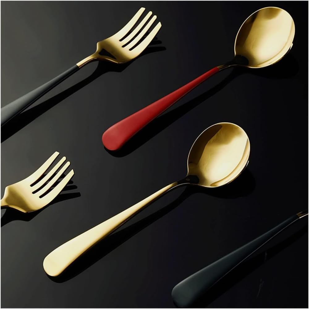 Dessert Spoon,Spoon 304 Stainless Steel Spoon Household Rice Spoon Spoon Long Handle Salad Dessert Spoon Serving spoon -Green