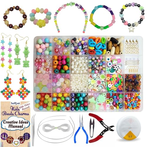 Perles pour la fabrication de bijoux coffret cadeau de bricolage enfant avec outils et tutoriel