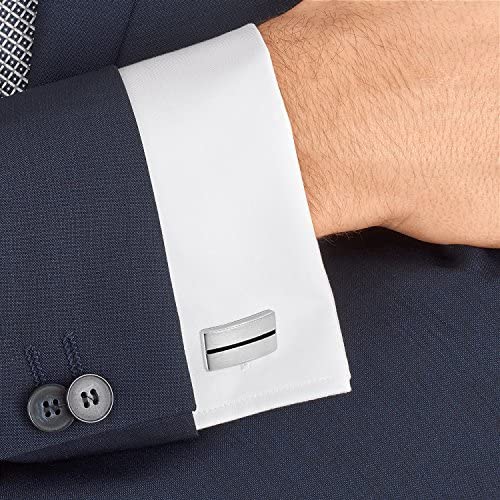 Image secondaire de Mr.Van Boutons De Manchette Rayures Simple Hommes, Géométrique Forme Métal Plaqué Rhodium pour Chemise Business Mariage Ou comme