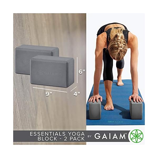 Gaiam Essentials Yoga Block (Set Of 2) - Supportive Latex-Free Eva Foam Soft Non-Slip Surface For Yoga, Pilates, Meditation, Grey