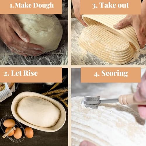 Image of Bread Basket, Sourdough Bread Basket for Home Baking, Handmade Proofing Basket Set with Cloth Cover, Artisan Bread Making Tools for Professional and Amateur Bakers