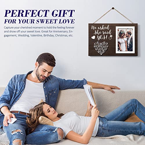 Engagement Wedding Gifts For Engaged Couples, Boyfriend Girlfriend Birthday Gifts For Him Her Romantic Picture Frame, Engagement Gifts For Women Bride, He Asked She Said Yes Wedding Frame-4 X 6 Photo #TOP1