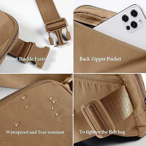 Image of ODODOS Unisex Mini Belt Bag with Adjustable Strap Small Fanny Pack for Workout Running Traveling Hiking, Caramel