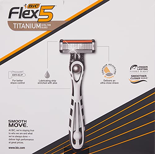 BIC Lâmina de barbear masculina Flex 5 descartável de 5 lâminas, para um barbear suave e confortável