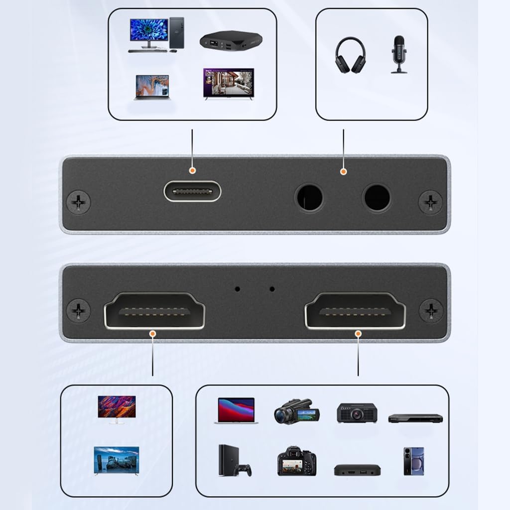 High Performances USB HDTV Video Capture Card 4K 30Hz Compatible for Multiple HDTV Interfaces for Seamlessly Streaming