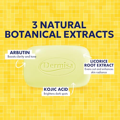Dermisa Brightening Bar with Kojic Acid, Licorice Root, Bearberry Extract | NO PARABENS, NO SULFATES | 3 OZ | Pack of 3