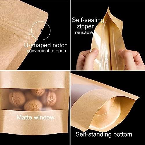 Image of ESKO Brown Kraft Paper Ziplock Stand Up Pouch 260x350mm Pack of 10