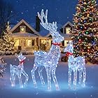 YITAHOME 3-teiliges LED Rentier Familie, Beleuchtete Weihnachtsdekoration mit Fernbedienung, 210 LEDs mit 89 Modi, abnehmbarem Geweih und Halsteil, Weihnachtsbeleuchtung für drinnen und draußen