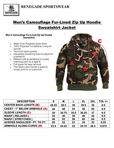 Men’s Camouflage or Solid Fur-Lined Zip Up Hoodie Sweatshirt3