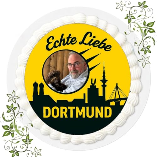 Personalisierter Tortenaufleger mit Wunschbild Zuckerbild mit Motiv Essbares Foto für Torten Tortenbild, Tortenaufleger Ø 20cm FONDANT gebrauchsfertig Motive Dortmund Nr. W 30
