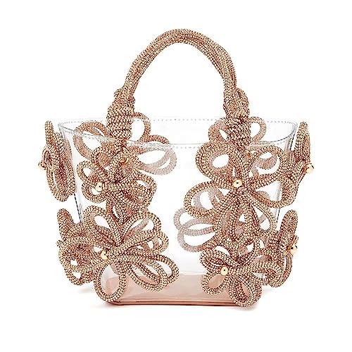 Image of Clear Rhinestone Handbag for Women Crystal Evening Purses with Handle Glitter Handbag for Wedding Party Prom