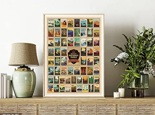 62 National Parks & Cats Library Jigsaw Puzzles For Adults 1000 Pieces And Up, 2 Pack Puzzles For Adults 1000 Pieces American National Parks And Kitten Puzzles, Book Puzzle Gifts For Women #TOP2