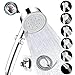 Produktbild Duschkopf wassersparend mit Schlauch, 1.5m Handbrause mit 5 Strahlarten, Rotierende Turbo Hochdruck Duschkopf mit Handbrause(Silber)