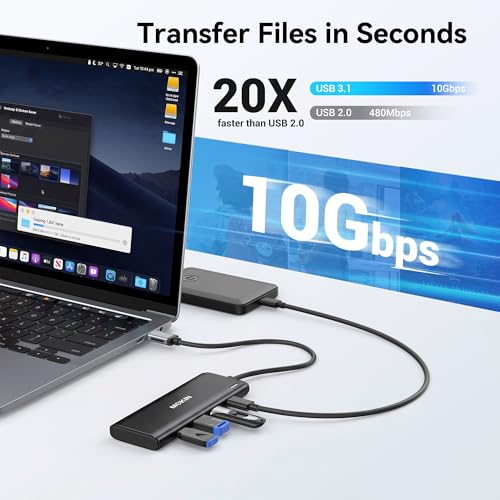 Image of USB C to USB C Hub Dual Monitor, USBC Splitter with 4K@60Hz DP Alt Mode Video Output, 10Gbps Data Transfer, 100W PD Charging, Dual Monitors Adapter for Laptop, Portable Monitor and More Type C Devices | USB C Video Splitter Multiport Adapter,10Gbps USB3.1 Data Transfer, 100W PD for Portable Monitor and More Type-C Devices