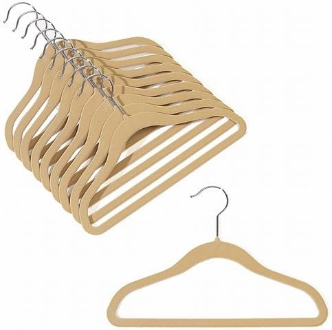 ULTRA-SLIM CHILDRENS VELVET SHIRT/PANT HANGERS - SET of 100 - CAMEL