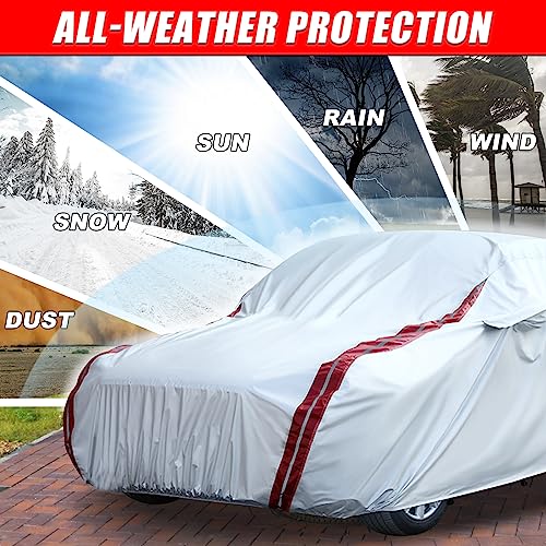 Image of Waterproof Car Covers Replace for 2011-2025 Jeep Grand Cherokee, 6 Layers All Weather Car Cover with Zipper Door & Windproof Bands for Snow Rain Dust Hail Protection
