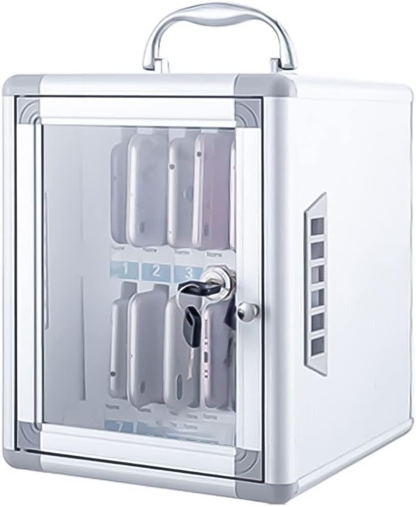 Cell Phone Locker Box for Classroom with Door Locks and Keys Clear Acrylic Jail Storage Cabinet，Aluminum Alloy Wall-Mounted Phone Storage Box - Organizer for Classroom, Factory, Summer Camp