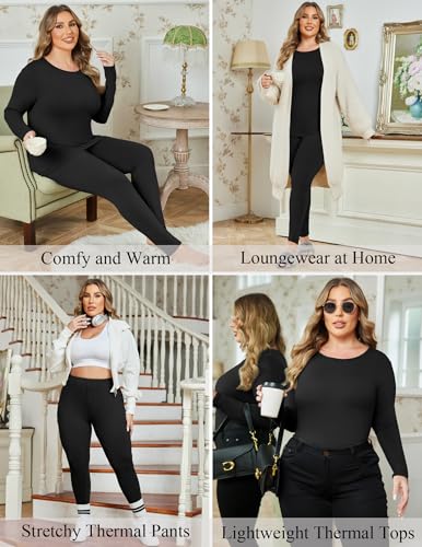 Plus Size Thermal Underwear for Women Lightweight Long Johns Base Layer Set - image 6