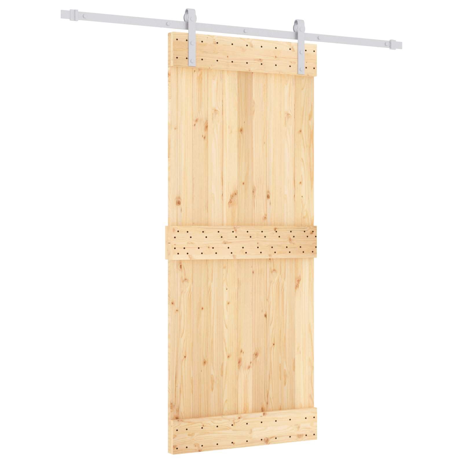 Porta scorrevole in pino massiccio, 85 x 210 cm | Acciaio rivestito, scorrevole superiore, design compatto, salvaspazio