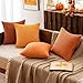 MIULEE Boho Farmhouse Throw Pillow Covers 18x18 Inch Set of 4 Mordern Nordic Cushion Covers Soft Corduroy Home Decor for Couch Bed Sofa Living Room Orange Rust