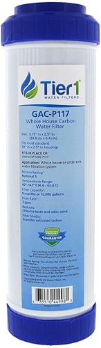 Tier1 Cartucho de repuesto de filtro de agua de carbono granular de 5 micrones, 10 pulgadas x 2.5 pulgadas, compatible con 3M Aqua-Pure AP117,